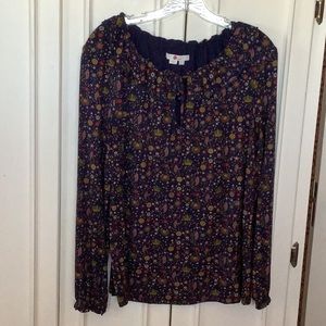 Boden Navy Floral British Flag/Crown Top Sz 8